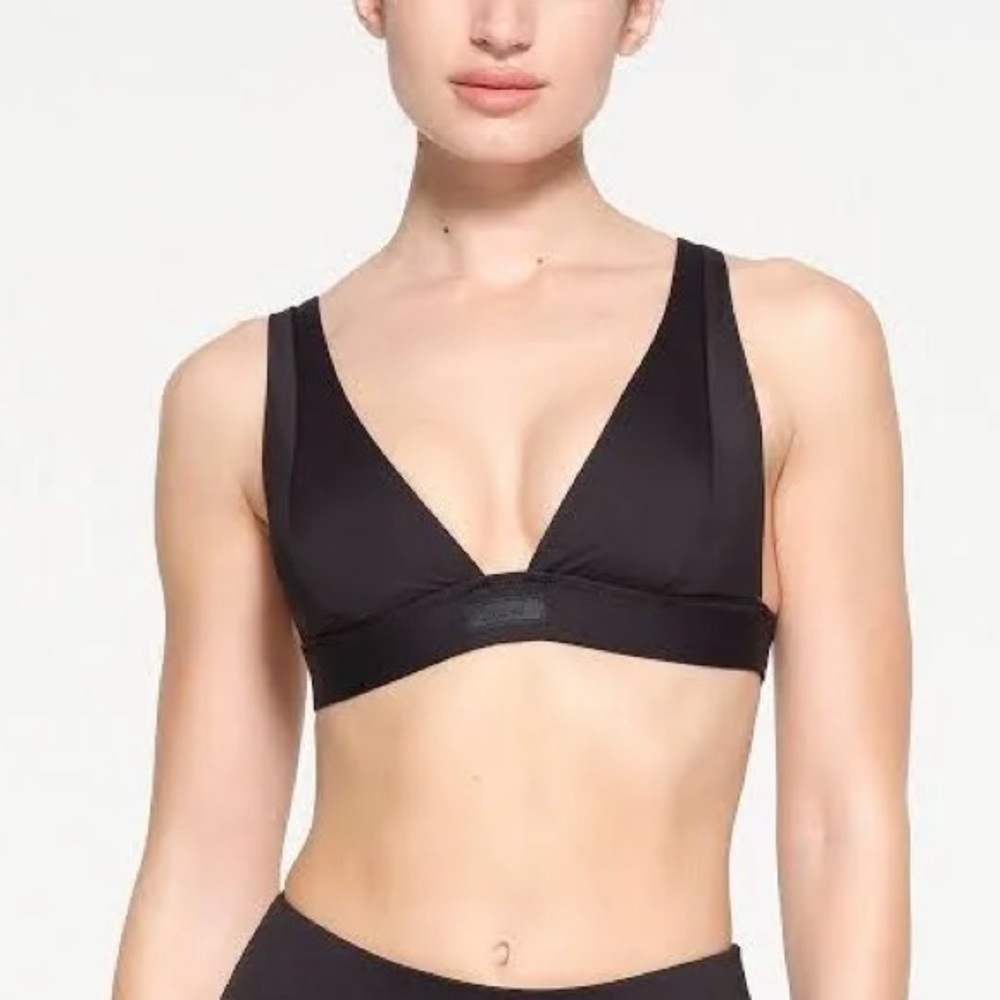 Skims swim plunge black bikini top size medium